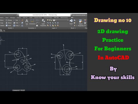 2D AutoCAD Drawing no 10 practice for beginners students , use of TanTan radius circle command