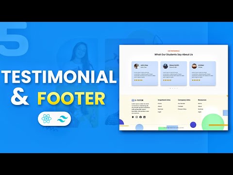 Responsive Testimonial & Footer Section with React + Tailwind CSS | E-Tutor Testimonial Section