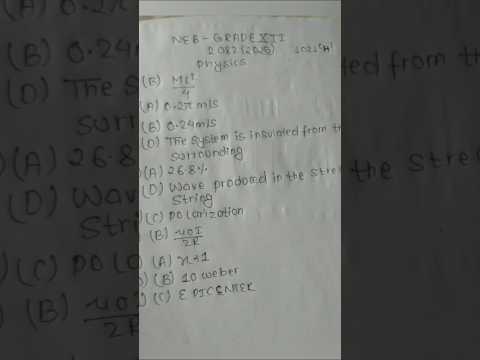 PHYSIC CLASS 12 NEB 2082 MCQ SOLUTION #physics #neb2082 #electronicmusic