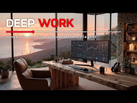 🌅 Deep Work Music for Intense Focus | Sunset Ocean View Concentration Playlist