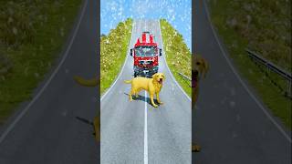 Flatbed Cargo Truck VS Dog Characters -😱 BeamNG.Drive