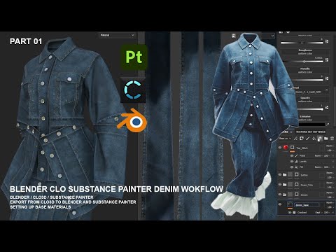 Clo3d to Substance Painter + Blender PART 01 DENIM MATERIAL - Substance for Digital Fashion