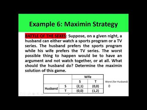 Part IIa   Analyzing the game using Maximin solution