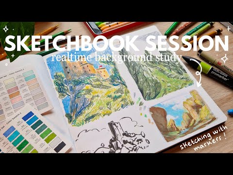 sketch with me ✿⋆˙ painting a background with markers (real time, full process)