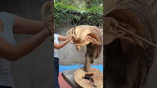 #FunnyStatue #UniqueArt #WoodenSculpture #HandmadeArt #Shorts #ViralVideo #ArtReels #CreativeDesign.