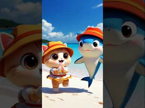 Cute Dance With Shark😺Baby Shark🦈 #aicat  #babyshark #catvideos