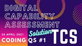 TCS DCA Q1 Solution | Digital Capability Assessment | 26 April 2021 | Python