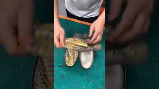 Genuine python skin leather dye color handmade driving shoes with pack #shorts #shoes #python