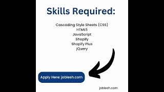 Shopify Developer Job.  Apply now 👉🏻 joblesh.com #newcareeropportunities #jobalerts #nowhiring