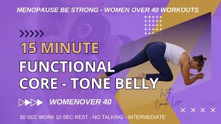 15 Minute Home Core Workout For Women Over 40 | Burn Fat Tone Abs