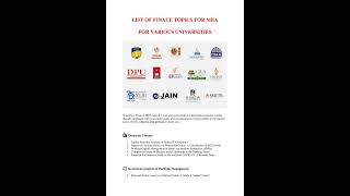 LIST OF FINANCE TOPICS FOR MBA,#amityminorproject #ignouprojecthelp #distancelearningindia #imt