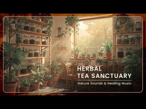 Cozy Herbal Tea Shop 🍵🌿 Tranquil Music with Nature Ambience for Healing & Peace
