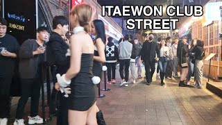[4K] Seoul Itaewon club street night walk-Itaewon club street a week ahead of halloween day in Korea