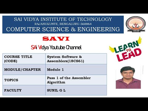 Module-1 Pass-1 of the Assembler Algorithm