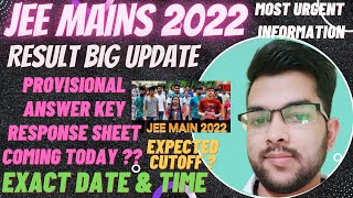 Jee mains result big update 🔥 | Provisional answer key | Response sheet #jee_2022 #JEE_Result#cutoff