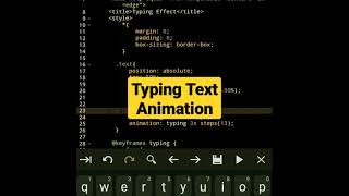 typing text animation in css | css tutorial #shorts #html #css