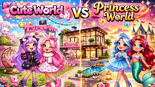 Cute world ( Sanrio )💗 VS Princess world ( Disney )👑 Toca boca ( Cute house design )😍💗👑