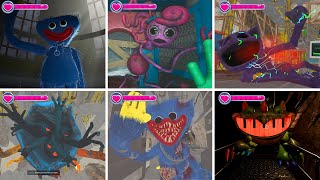 Poppy Playtime Chapters 1-6 | All Chase Gameplay Moments Showing Healthbars Clearly in Bright Mode