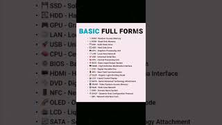 Basic full forms.#basicprograms #computerscience #technology #computer #softwareengineer #shorts #yt