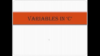 Lecture 10 Variables in C