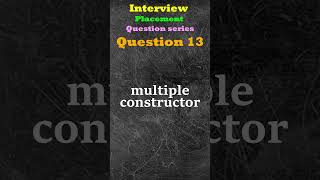 Briefly explain the concept of constructor overloading ?#javainterviewquestionsandanswersforfreshers