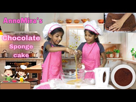 Easy Chocolate Cake with Kids | Anno & Mira’s Funny Baking Time 🍫👩‍🍳-AnnoMira