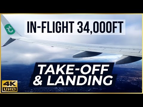 In-Flight 34,000ft Take-Off & Landing EWR Newark - MSP Minneapolis (4K)