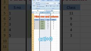 Hide Rows and Columns #excel #exceltips #exceltutorial #learnexcel #excelcourse #viralshorts #viral