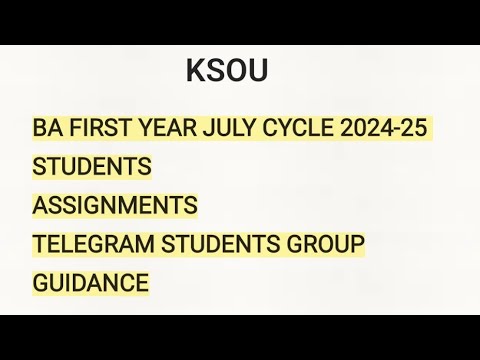 KSOU July cycle 2024-25 students BA Assignments / Ksou academic platform app Guidance