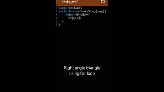 Triangle using for loop in Java | Coding Questions| Eg 1 |