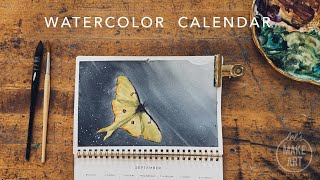 Learn How To Paint a Luna Moth | Watercolor Calendar Painting by Sarah Cray of Let's Make Art