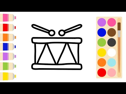 How to Draw a Drum | Draw a Drum Tutorial for Kids | Step by Step Drawing a Drum
