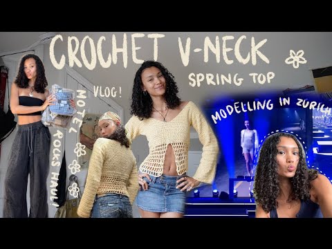 Crochet long sleeve spring top, modelling in Zurich, and Motelrocks haul | Vlog