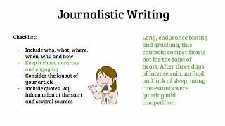 Understanding the key features of journalistic writing