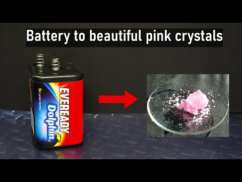 Turning a battery into pink crystals