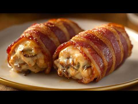 This recipe will drive you crazy! Crispy chicken rolls in bacon!