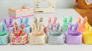 Easy And Cute Mini Bunny Easter Basket Gift Idea, Fast Sewing Project In 10 Minutes. #easterbasket