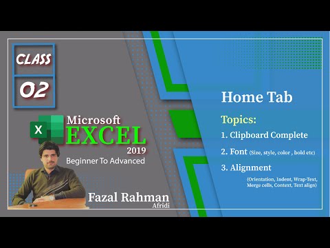 Clipboard, Fonts, Alignment || Home Tab || Microsoft Excel 2019 Complete Course|| Class 02