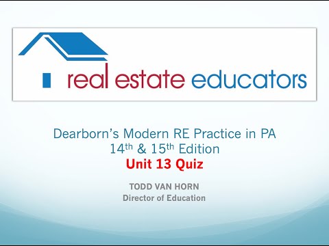 Unit 13 Quiz from Dearborn Textbook (Editions 14 & 15)