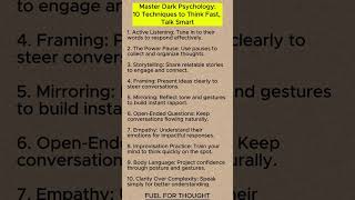 Master Dark Psychology  10 Techniques to Think Fast, Talk Smart