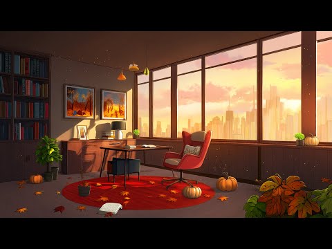 Wooden Study Nook 🍁 Lofi Anime Home Office 📚 Autumn Focus Zone [study/relax]