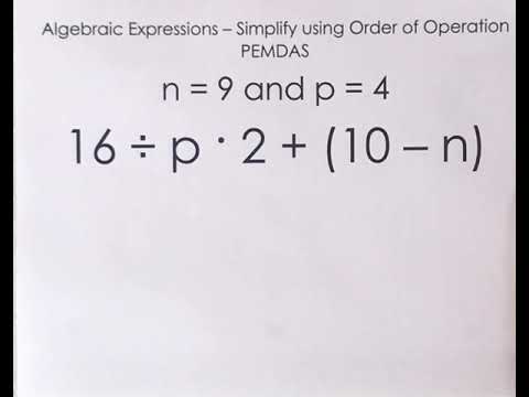 Order of Operations - Algebraic Expression