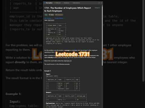 Leetcode 1731 in 40 seconds | SQL 50 Challenge #sql #leetcodesql #sql50 #mysql