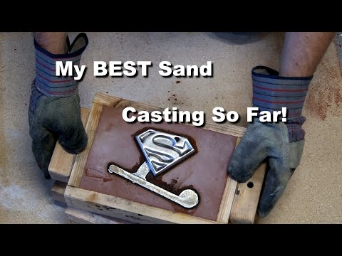 Aluminum Superman logo sand cast in petrobond from a 3d print. My BEST aluminum casting to date!