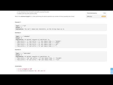 (Biweekly-Contest-45 ) Question1750.Minimum Length of String After Deleting Similar Ends.