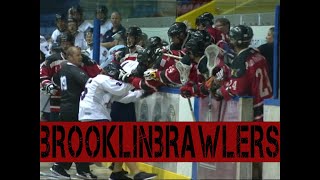 A Bench Clearing Brawl in Major Series Lacrosse Between Brooklin and Oakville