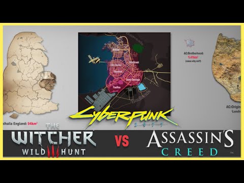 Cyberpunk 2077 Ps5 Map SIZE vs Witcher 3 & AC
