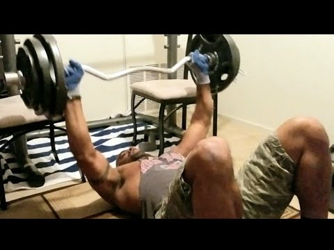 Curl Bar Floor Press/Chest Workout