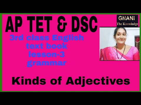Kinds of adjectives ||3rd class English text book lesson-3 grammar ||AP TET&DSC ||