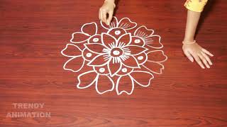 Simple andeasy rangoli design | Muggulu | latest rangoli design | Trendyanimation | Kolams |